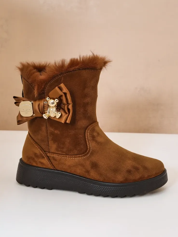 Royalfashion Buty a'la śniegowce damskie z kokardką Kiebbi