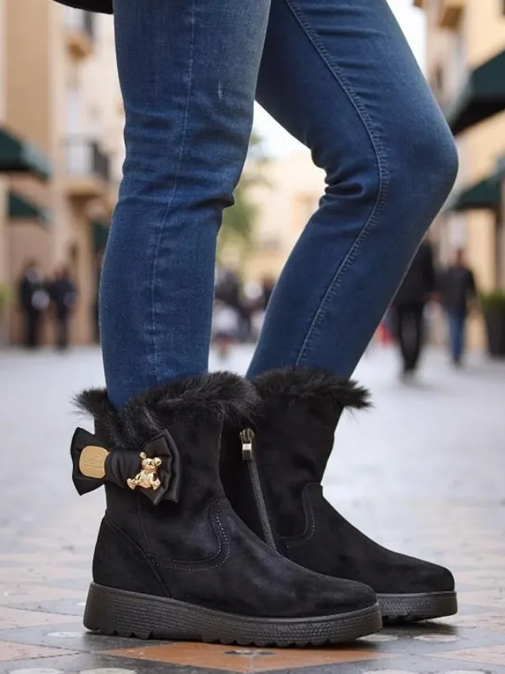 Royalfashion Buty a'la śniegowce damskie z kokardką Kiebbi