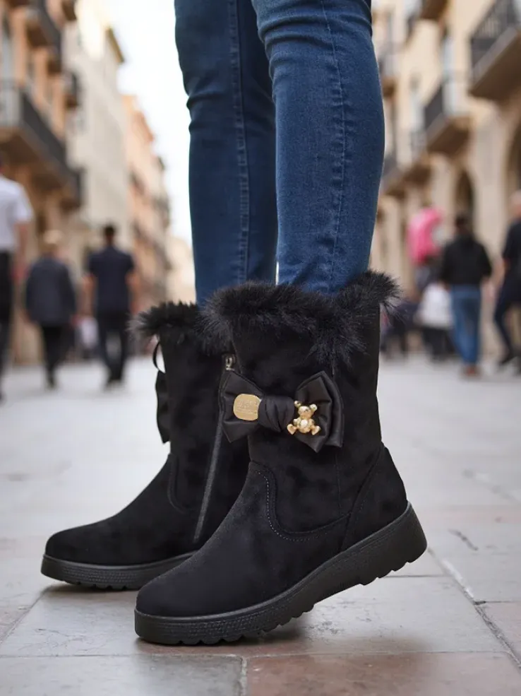 Royalfashion Buty a'la śniegowce damskie z kokardką Kiebbi