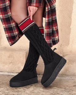 Royalfashion Buty a'la śniegowce damskie z cholewką a'la skarpeta Kokumi