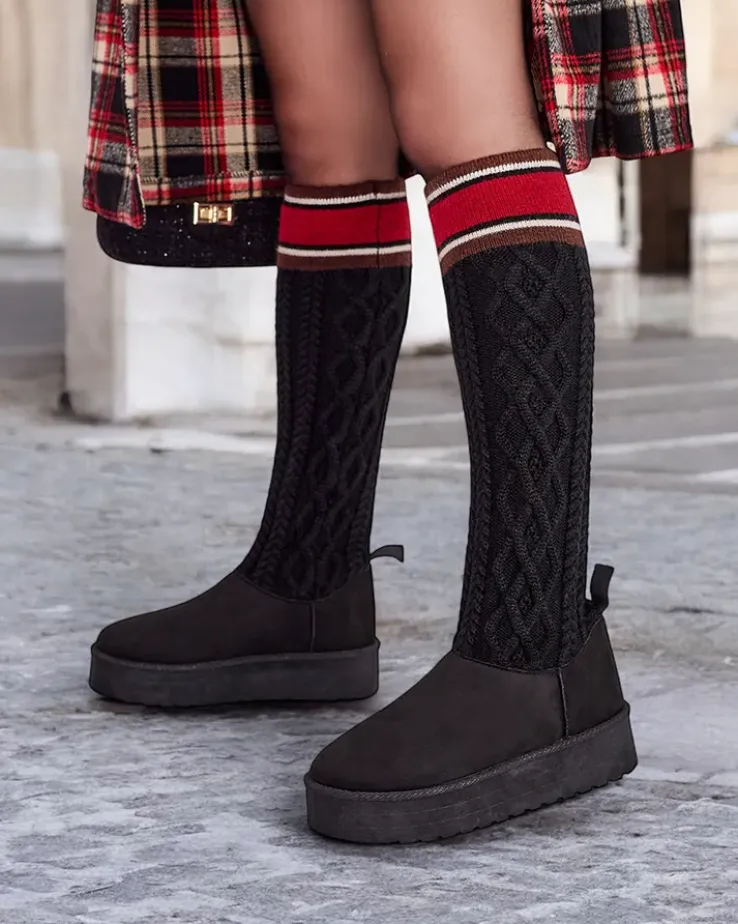 Royalfashion Buty a'la śniegowce damskie z cholewką a'la skarpeta Kokumi