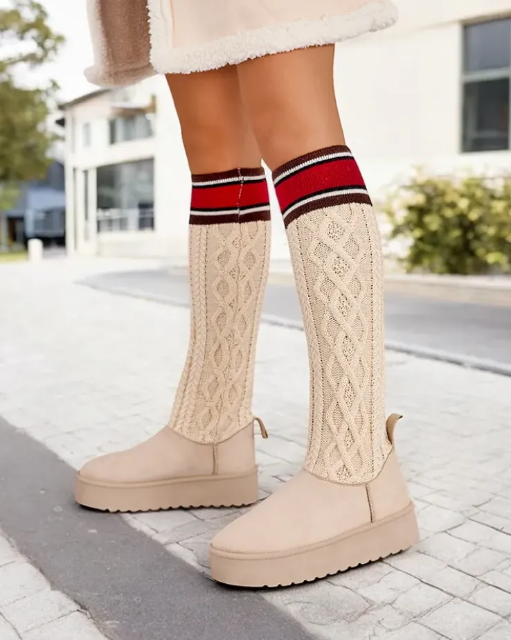 Royalfashion Buty a'la śniegowce damskie z cholewką a'la skarpeta Kokumi