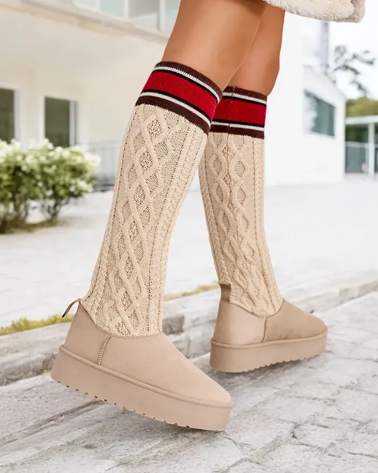 Royalfashion Buty a'la śniegowce damskie z cholewką a'la skarpeta Kokumi