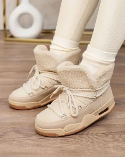 Royalfashion Buty śniegowce damskie w kolorze beżowym Ludmivac