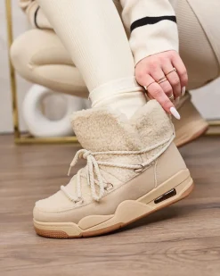 Royalfashion Buty śniegowce damskie w kolorze beżowym Ludmivac