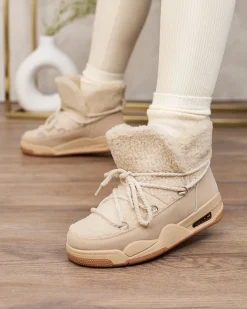 Royalfashion Buty śniegowce damskie w kolorze beżowym Ludmivac