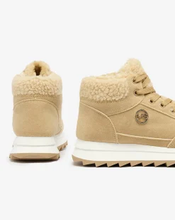 Royalfashion Buty sportowe damskie z ociepleniem w kolorze jasnobrązowym Cerrto