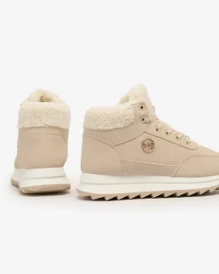 Royalfashion Buty sportowe damskie z ociepleniem w kolorze beżowym Cerrto