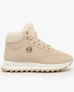 Royalfashion Buty sportowe damskie z ociepleniem w kolorze beżowym Cerrto