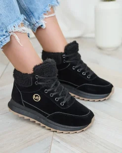 Royalfashion Buty sportowe damskie z ociepleniem w kolorze czarnym Cerrto