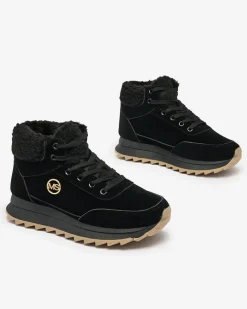 Royalfashion Buty sportowe damskie z ociepleniem w kolorze czarnym Cerrto