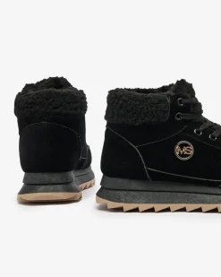 Royalfashion Buty sportowe damskie z ociepleniem w kolorze czarnym Cerrto