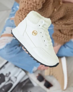 Royalfashion Buty sportowe damskie z ociepleniem w kolorze białym Cerrto