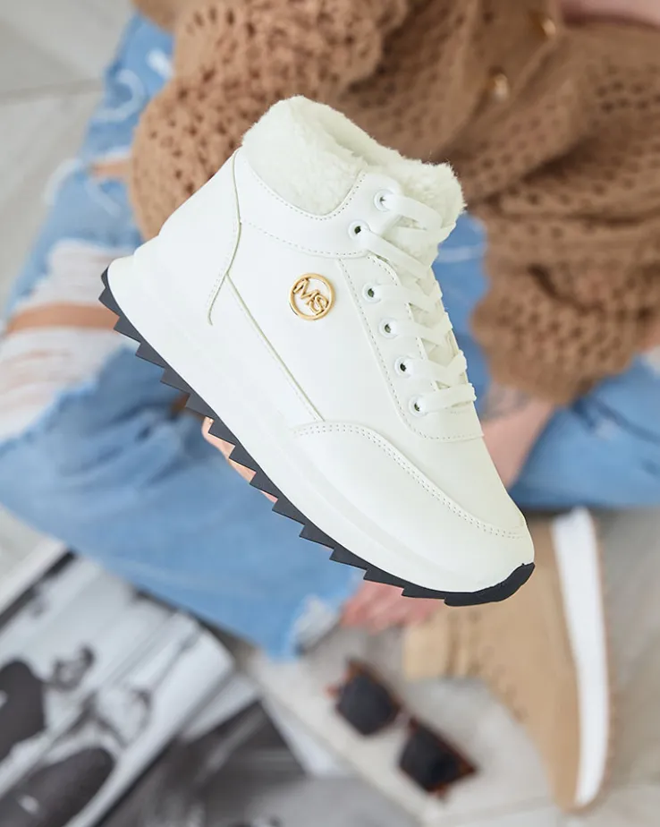 Royalfashion Buty sportowe damskie z ociepleniem w kolorze białym Cerrto