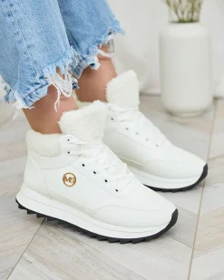Royalfashion Buty sportowe damskie z ociepleniem w kolorze białym Cerrto