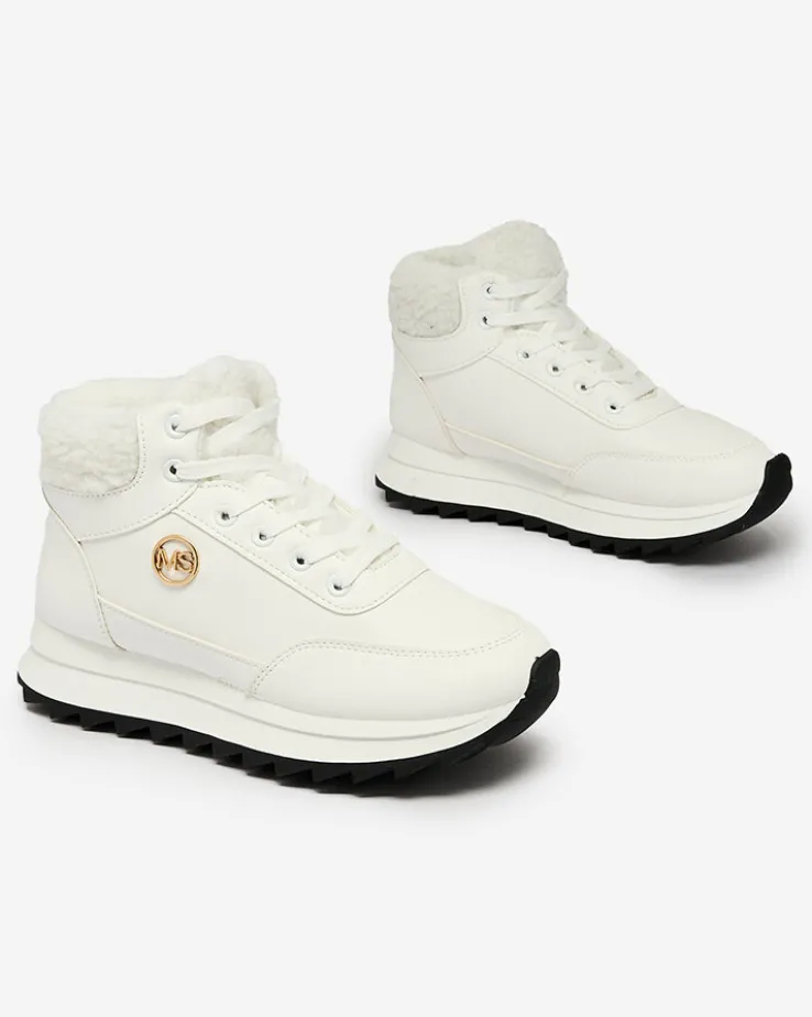 Royalfashion Buty sportowe damskie z ociepleniem w kolorze białym Cerrto