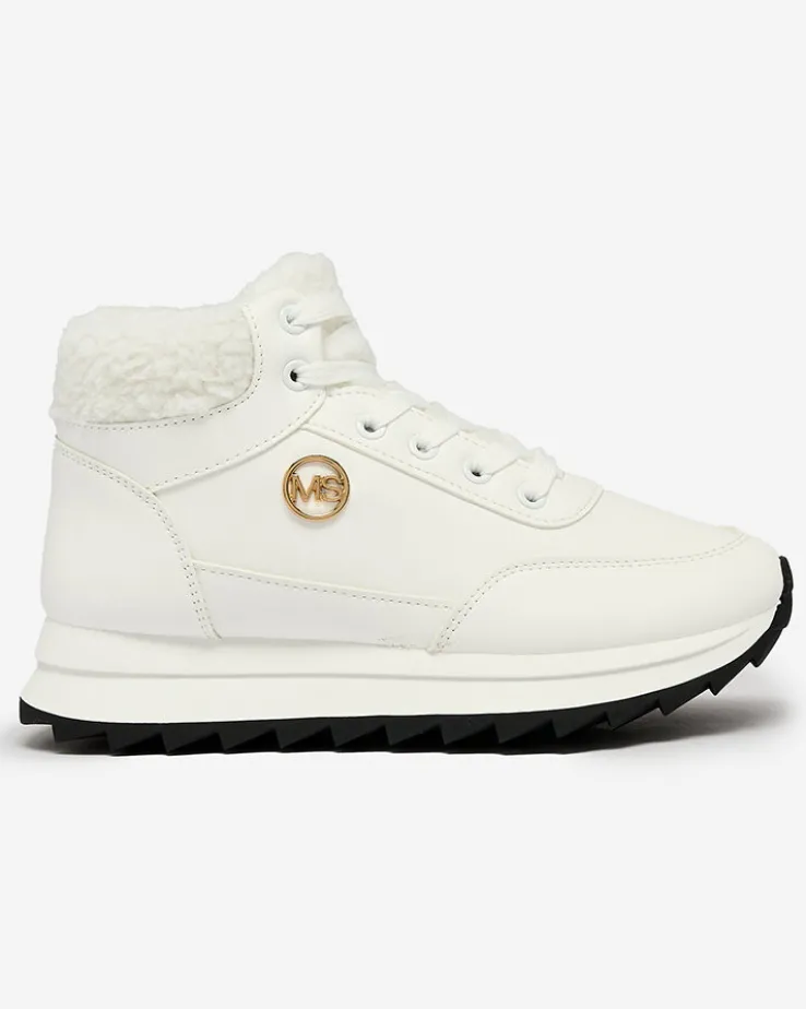 Royalfashion Buty sportowe damskie z ociepleniem w kolorze białym Cerrto