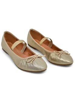 Royalfashion Błyszczące damskie baleriny z kokardką i gumką Safte