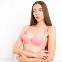 Royalfashion Ciemnoróżowy damski biustonosz push up bez zapięcia