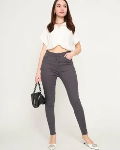 Royalfashion Ciemnoszare jeansy damskie rurki