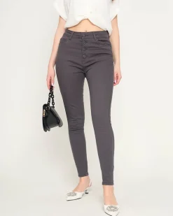 Royalfashion Ciemnoszare jeansy damskie rurki