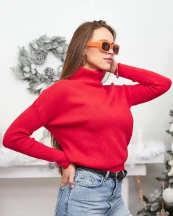 Royalfashion Cienki damski sweterek z golfem