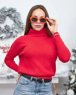 Royalfashion Cienki damski sweterek z golfem