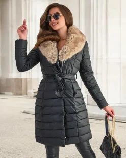 Royalfashion Czarna kurtka zimowa damska