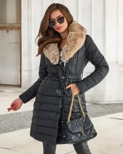 Royalfashion Czarna kurtka zimowa damska