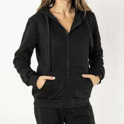 Royalfashion Czarna rozpinana bluza z kapturem damska