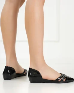 Royalfashion Czarne baleriny damskie z gumy Favoli