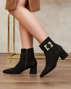 Royalfashion Czarne botki damskie na niskim słupku Masemart