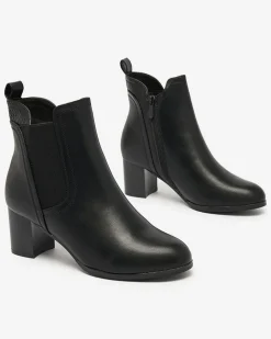 Royalfashion Czarne botki damskie na niskim słupku Nejerya
