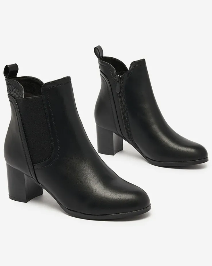 Royalfashion Czarne botki damskie na niskim słupku Nejerya