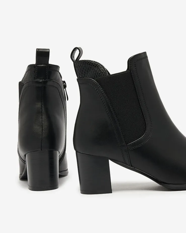 Royalfashion Czarne botki damskie na niskim słupku Nejerya