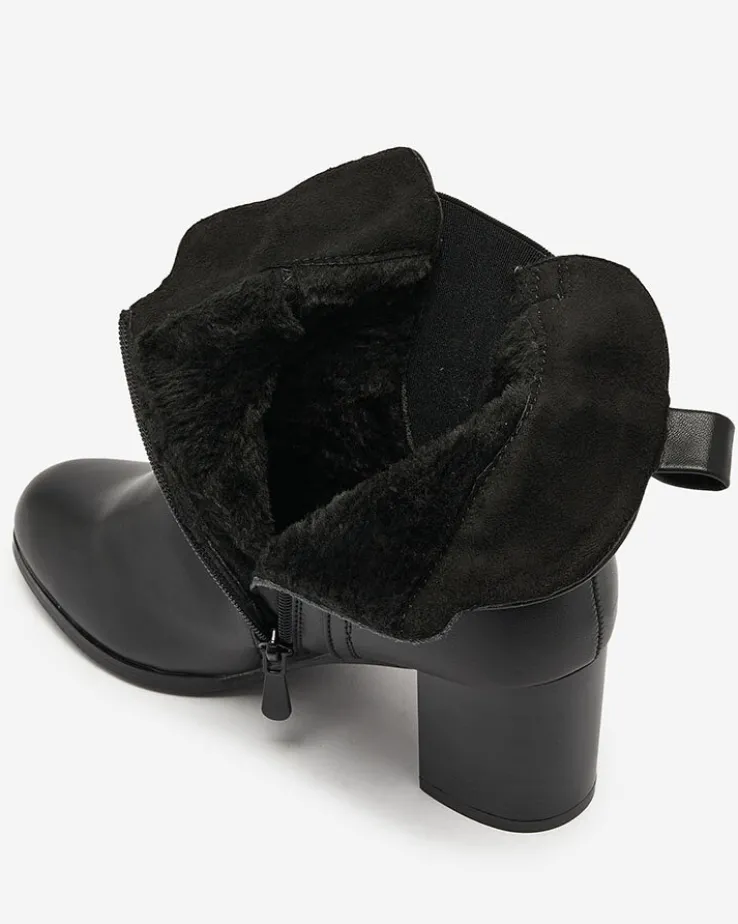 Royalfashion Czarne botki damskie na niskim słupku Nejerya