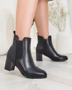Royalfashion Czarne botki damskie na niskim słupku Nejerya