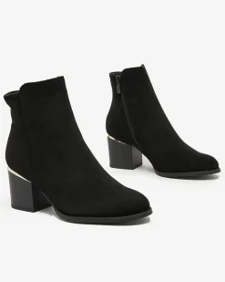 Royalfashion Czarne botki damskie na niskim słupku Traestra