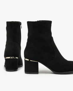 Royalfashion Czarne botki damskie na niskim słupku Rejerra