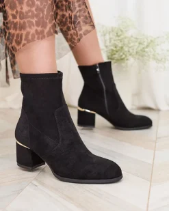 Royalfashion Czarne botki damskie na niskim słupku Rejerra