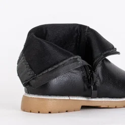 Royalfashion Czarne botki dziewczęce z ozdobną cholewką Nokimi