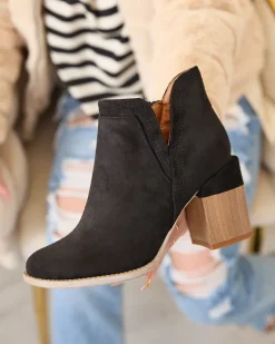 Royalfashion Czarne botki na kwadratowym obcasie Lemere