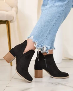 Royalfashion Czarne botki na kwadratowym obcasie Lemere