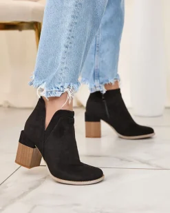 Royalfashion Czarne botki na kwadratowym obcasie Lemere