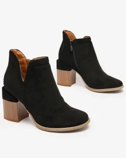Royalfashion Czarne botki na kwadratowym obcasie Lemere