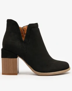 Royalfashion Czarne botki na kwadratowym obcasie Lemere