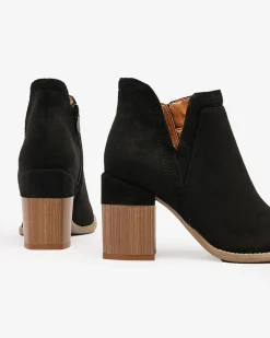 Royalfashion Czarne botki na kwadratowym obcasie Lemere