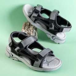 Royalfashion Czarne chłopięce sandały na rzepy Asitop