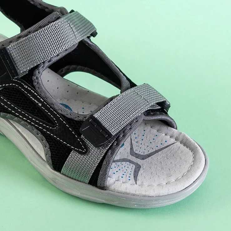 Royalfashion Czarne chłopięce sandały na rzepy Asitop