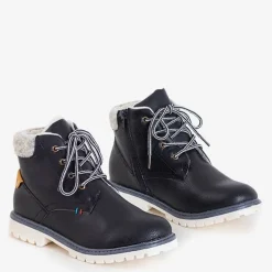 Royalfashion Czarne chłopięce ocieplane trzewiki Tiptop